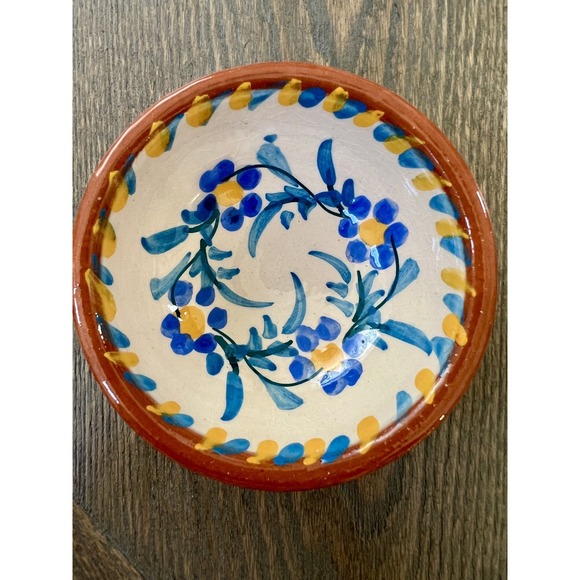 Vtg Hand-painted Signed Floral Art Pottery Plate Olaria S Perdro Corval Portugal - Picture 4 of 10